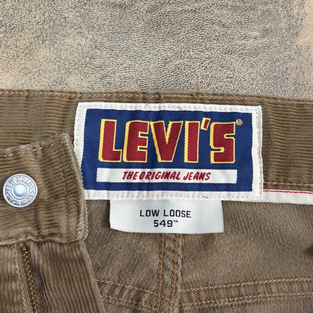 Levi's 549 Low Loose Corduroy Pants Mens W34 L34 Tan Brown Relaxed Fit VTG y2k